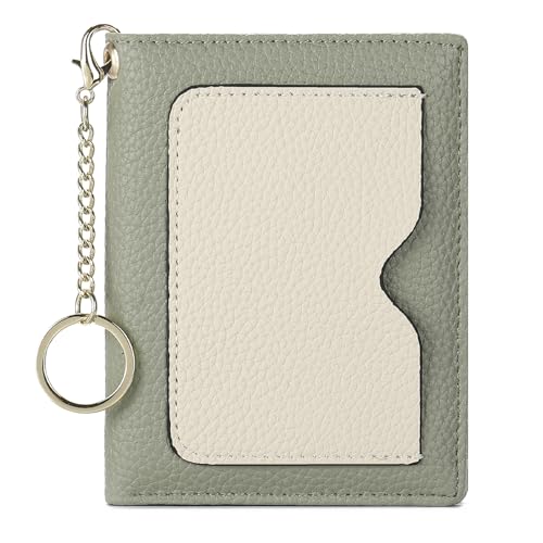 Image of GAEKEAO Card Holder for Women RFID Blocking Vegan Leather Small Purses Bifold Keychain Wallet with Zip Coin Pocket