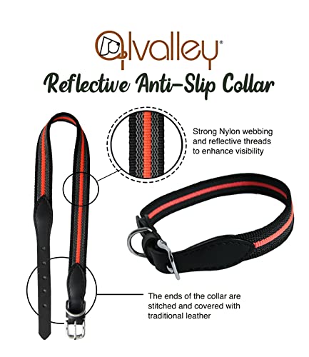 Alvalley Reflective Dog Collar - Heavy Duty Nylon Webbing Dog Training Collar - Training Collar For Dogs With Buckle - Ideal For Small, Medium, Large Dogs (Black, 24In Long, 25Mm Thick) #TOP4
