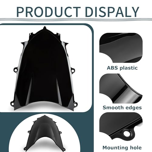 Image of Front Motorcycle Windshield Windscreen for YZF R6 2017-2025, R7 2021-2025 | premium ABS plastic, streamlined design, daily commute, front windshield replacement, Black