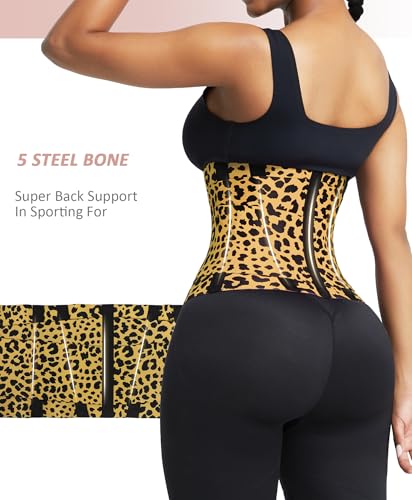 Feelingirl Women Neoprene Workout Waist Trainer Belt Tummy Control Waist Cincher Trimmer Sauna Perspiring Workout Body Shaper Leopard 3Xl thumb #3
