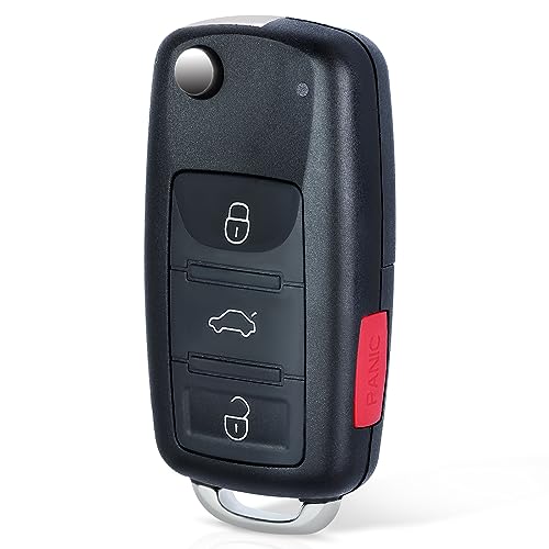 keyecu Uncut Folding Remote key Shell Case Fob 3+1 Button for VW Volkswagen Touareg (Only Key Shell)