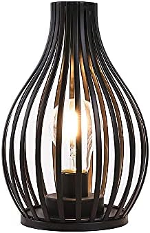 JHY DESIGN Table Lamp Battery Powered, 24cm High Modern Nordic Vase Shaped Wireless Lamp LED Nightlight Battery Lamp with 6-Hour Timer for Bedroom Indoor Wedding Party Living Room(Black)