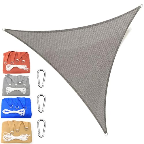 MAJINGC Dreieckiges Sonnensegel 1x1x1m Atmungsaktiv HDPE-Schattentuch 95% UV-Schutz Für Den Garten Im Freien Für Terrasse Und Hof Mit Seil Gewächshaus grau