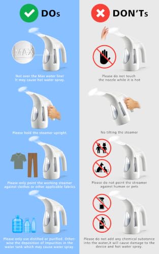 Image of HiLIFE Upgraded Steamer for Clothes, Handheld & Portable, 1100W Powerful Steam, 300ml Big Capacity & No Leak Design, 30S Fast Heat-up, Quick Wrinkle Remover, Compact Size for Travel, 120V(White)