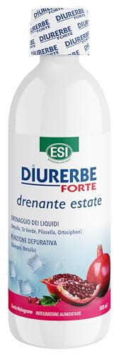 ESI Diurerbe Forte, Diuretico e Drenante a Base di Estratti Vegetali, Potassio e Magnesio, Favorisce il Drenaggio dei Liquidi in Eccesso, Elimina Gonfiore e Pesantezza, Gusto Melograno, 500ml