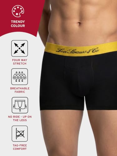 Image of Levi's Cotton Elite Trunk | Premium Men's Trunk Underwear | 4-Way Stretch | Outer Elastic Waistband | H-Pocket | Style 072 | Pack of 1