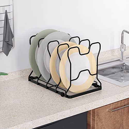 Simple Trending Adjustable Pan And Pot Lid Organizer Rack Holder, Kitchen Counter And Cabinet Organizer, Black #TOP2