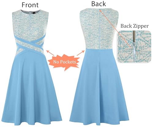 Image of VFSHOW Womens Front Zipper Work Business A-Line Dress Elegant Professional Office Career Church Fit and Flare Skater Dresses