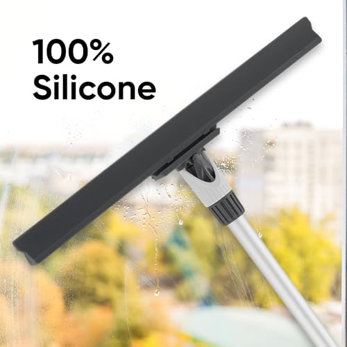 Image of Superio Floor Squeegee for Concrete Floor, Tile Floor, Windows, Windsheilds, Showers, Pool, Garage, Heavy Duty Silicone Squeegee Broom for Floor Rubber Scraper with Aluminum 55 inch Long Handle