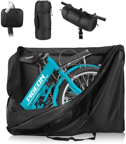 Folding Bike Travel Bag Waterproof,20inch Portable Folding Cycling Bags，Multifunctional Bicycle Carrying Transport Case with Strong Webbing for Airplane Car Shipping,Bike Accessories with Handleba Bag