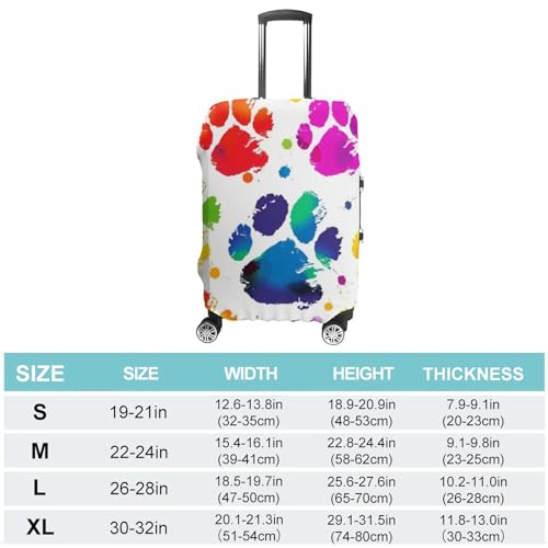 Luggage Covers for 19-32 Inch, Colorful Dog Paw Print Suitcase Protector, Stretchable Durable Travel Luggage Cover, Washable Anti-Scratch Travel Bag Protector S2