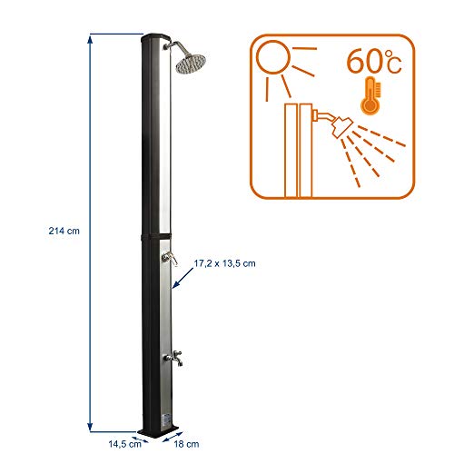 Viesta VSS35FS Solardouche, zwart en zilver, met uv-bestendig waterreservoir van 35 liter, met voetenwasbak en… - Image 3