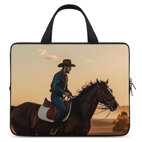 Housse ordinateur portable 30,5 cm sacoche motif chevaux cowboys