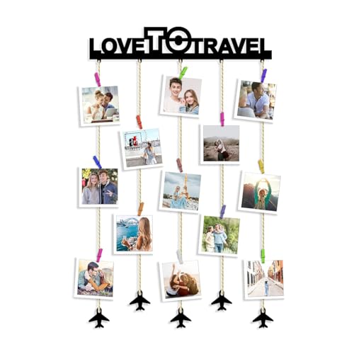 Image of Art Street Love to travel Clip Picture Collage /Hanging Photo Frame Frame Collage Mdf Plaque, Valentine Day Gift - Black - Size - 18.5 x 32 inchs