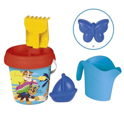 Smoby - Pat' Patrouille - Seau Garni Arrosoir - Tamis, Râteau, Pelle, Arrosoir Moule à Sable - A Partir de 18 Mois - Fabrication Française