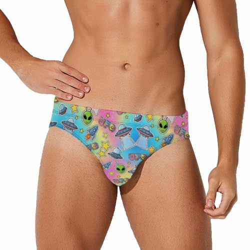 Supdreamc Mens Low Rise Alien Art Briefs for Everyday Wear