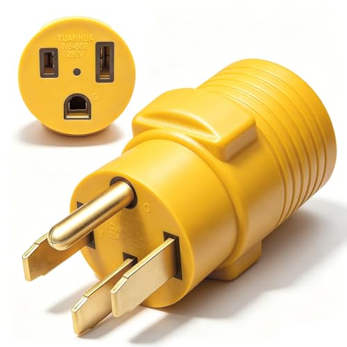 Nema 14-50P to 6-50R Welder Adapter Cord,Compact 50 Amp 4 Prong RV Generator Male Plug to 3 Prong Welder Outlet for Welder Welding Generator, Heavy Duty 14-50 Male to 6-50 Female Power Adapter