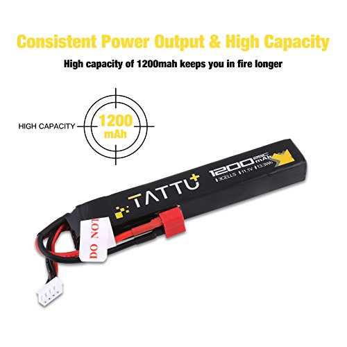Tattu 11.1V Lipo Airsoft Stick Battery With Deans Connector,3S 1200Mah 25C Battery Pack For Airsoft Gun #TOP5