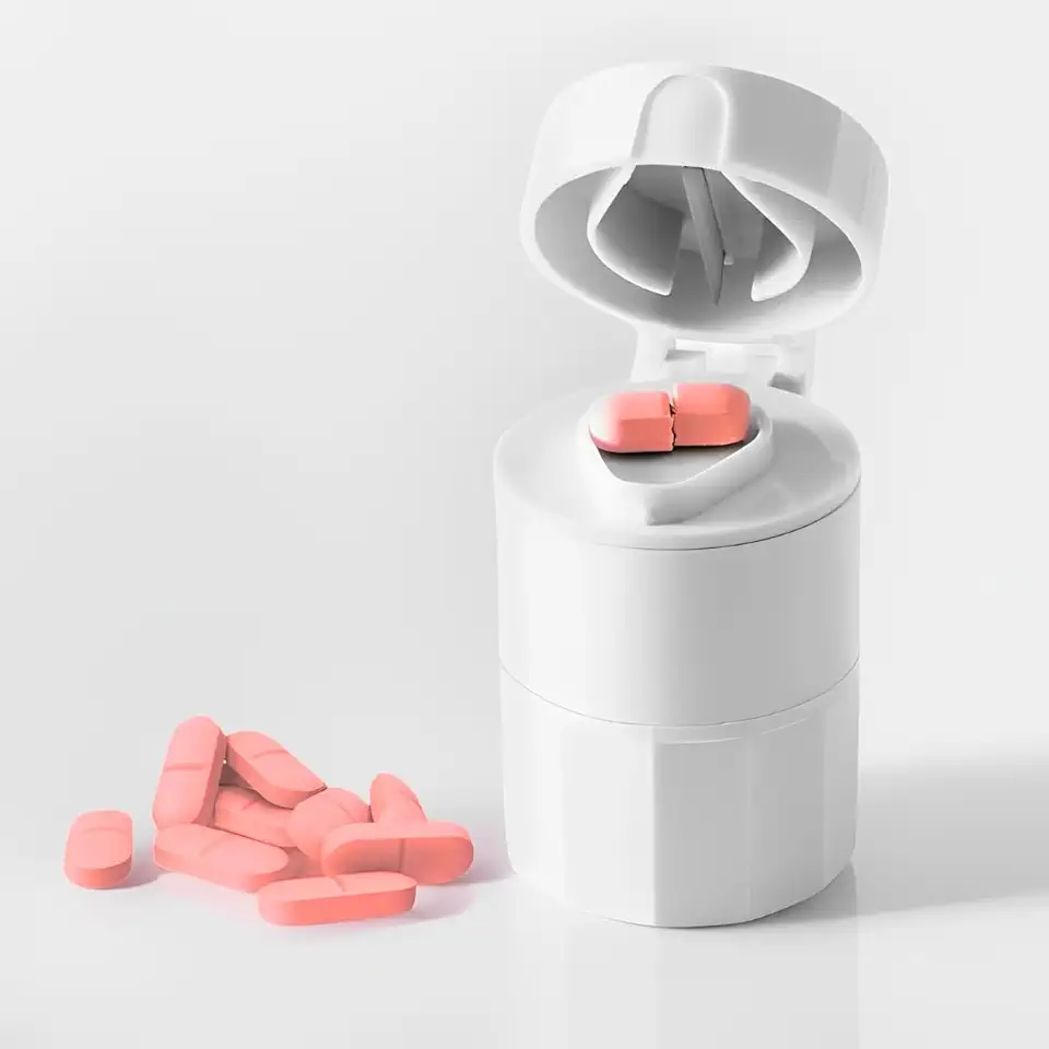 Cortador de Comprimidos 3 em 1, Corte, Maceração e Armazenamento de Comprimidos