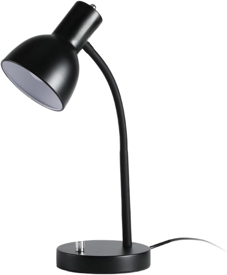 Eye Protection Adjustable Gooseneck Lamp with Wrought Iron Base Rotary Switch Desk Lamp(Black)