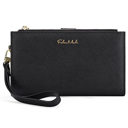 Image of FALAN MULE Wallets for Women Trifold Wristlet Wallets Large Capacity RFID Blocking Ladies Purse Credit Card Holder