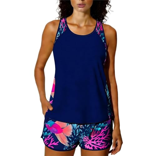 Tankini deux pièces avec haut rembourré et short ample imprimé pour femme