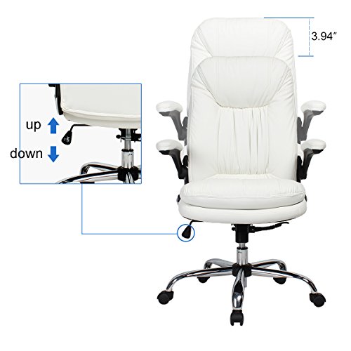 Buy YAMASORO Ergonomic Executive Office Chair White,High Back Leather