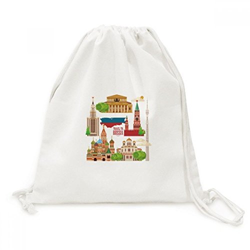 Sac à dos cordon toile motif Russie sac de shopping léger et voyage culturel