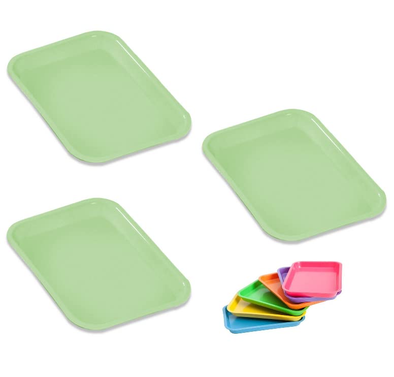 3 Pcs Dental Autoclavable Procedure Set Up Flat Tray Medical Instrument Set Up Flat Tray Size F - 9 5/8" W x 6 5/8" D x 7/8 Seagreen