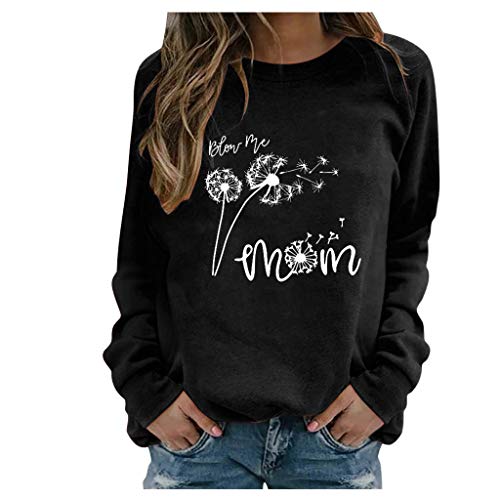 LianMengMVP Sudaderas de Moda Casual Cuello en V Camiseta de Manga Larga con Estampado de Letras Caballo Blusa de Mujer Tops Sudadera de Otoño