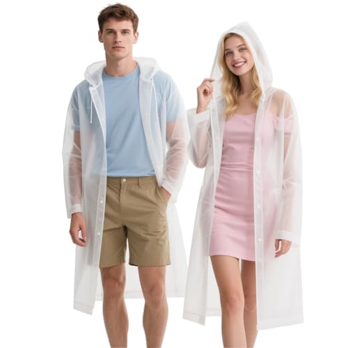 2Pcs Rain Coats - Reusable EVA Rain Ponchos for Adults Rain Jackets Raincoats for Men Women