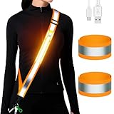 Reflektierende LED-Laufausrüstung, hohe Sichtbarkeit, reflektierende Gürtelschärpe mit Armband für Spaziergänge bei Nacht, verstellbare Lauf-Sicherheitsausrüstung, leuchtend, Laufgürtel für Läufer