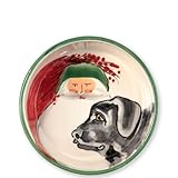 Vietri Old St. Nick Dog Bowl, Handpainted Christmas Pet Dish