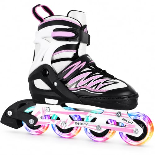 BELEEV Patines en Línea para Niños con Cordones y Ruedas Luminosas LED