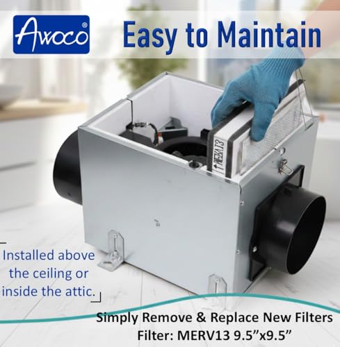 Sistema Awoco de aire de reposición (MUA) de 6 pulgadas, 3 velocidades, 100 CFM con filtro MERV13, certificado HVI para ventilación de cocina y hogar miniatura 6