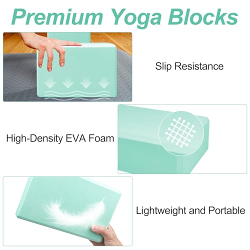 Lixiluxia Yoga Block 2er Set, Yoga Blöcke Klötze Würfel, Rutschfeste Erwachsene Yogablock, Yogablöcke aus EVA Schaumstoff, Yogaklotz für Pilates, Meditiation Blau