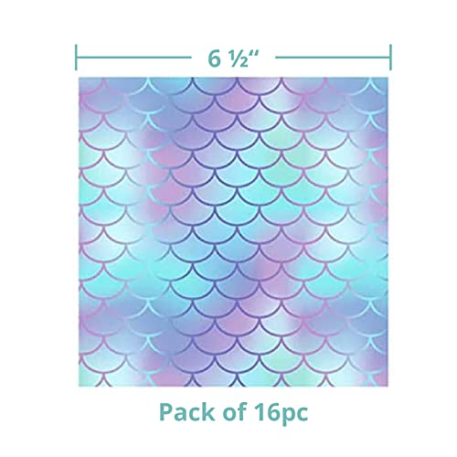 Image of Wanna Party Mermaid Theme Paper Napkins for Mermaid Party Supplies /Underwater Theme Party /Birthday Decorations for girls-16 pcs