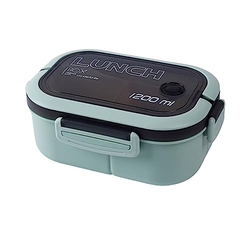 COSPIZO Lunch Box, 1200 ml Leak Proof Bento Lunch Box, 3-in-1 Compartment, Reusable Bento Lunch Box Meal Prep Containers for Kids and Adults (Green)