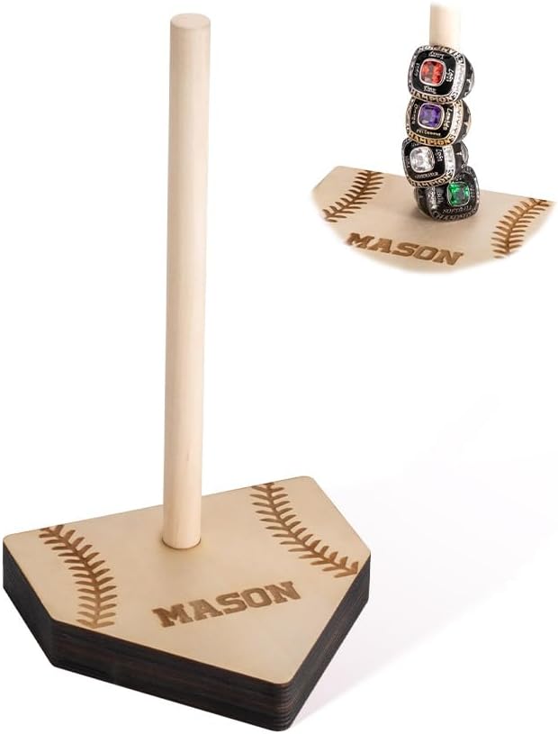 Personalized Baseball Ring Holder Display Case Wooden