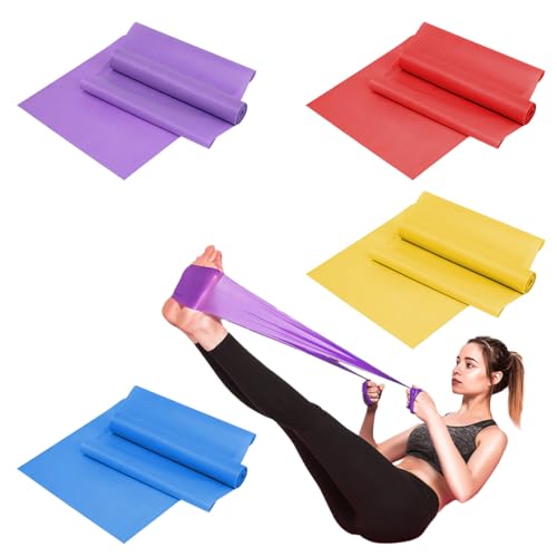4 Stück Terra Band, 1,5m Fitnessbänder Set, Gymnastikbänder mit W...