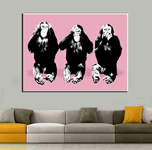 Peintures toile gorille art mural colore pour deco salon et chambre enfant 80x110cm