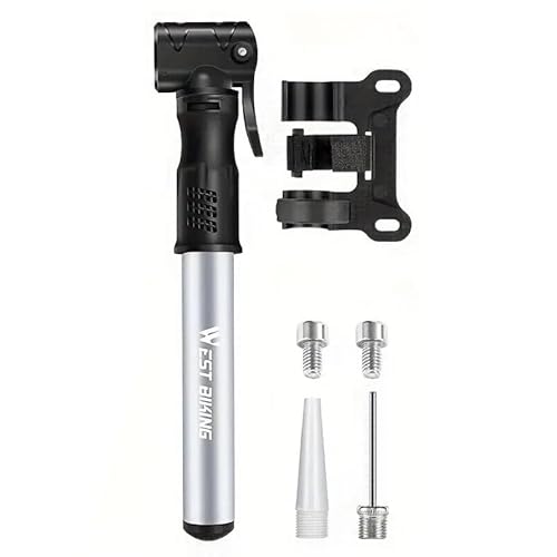 AIMALL 1pc Mini Portable Bike Pump with Flexible Hidden Hose and High-Pressure 100PSI for Presta and Schrader Valves, Aluminium Alloy Bicycle Inflator for Outdoor Use