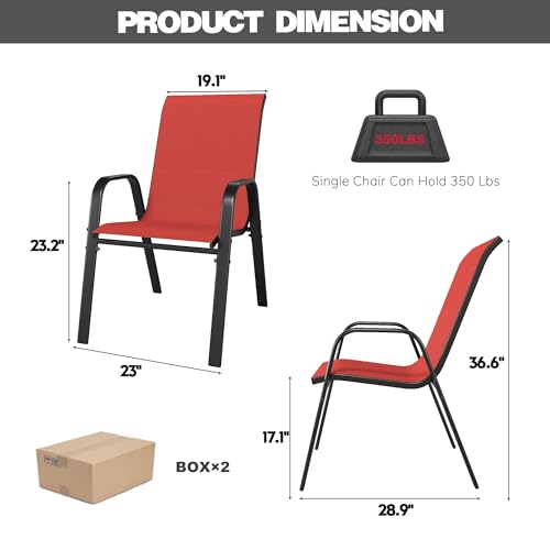 Image of Patio Chairs Set of 8, Stackable Outdoor Dining Chairs for All Weather Textilene Fabric & Metal Frame, Outdoor Chairs Set for Backyard Deck Garden