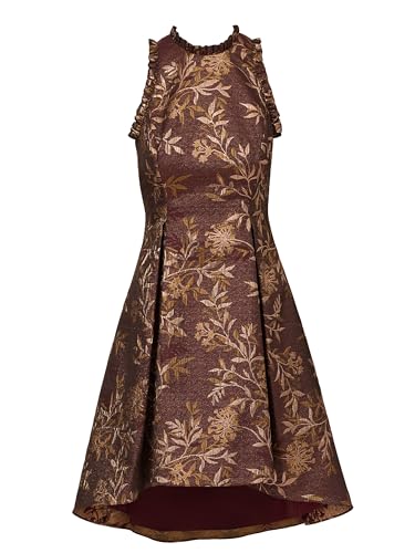 Image of Adrianna Papell Printed Jacquard High-Low Hem Party Dress