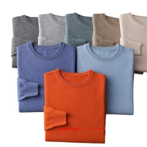 Men's 100 Percent Solid Wool Crew Neck Seamless Pullover Sweater Loose Fit Casual Knit Top2