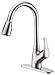 Purelux Tulip Single Handle Pull Down Kitchen Sink Faucet With Deck Plate, Brushed Nickel Pull Out Kitchen Faucets with Sprayer High Arc Design