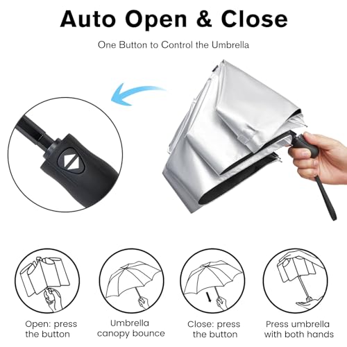 G4Free Mini Ultralight Umbrella UPF 50+ UV Protection Compact Lightweight Travel Umbrella Super Slim Small Portable Automatic Open and Close,40 Inch(Silver/Black) by G4Free - Image 5