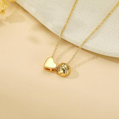 ZGDYi Softball/Football/Volley-Ball/Basketball Collier pour Femmes et Filles – volleyball or élégant avec pendentif cœur et ballon, collier de sport, Idéal comme cadeau pour les passionnés de volley – vue 4