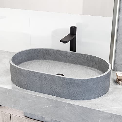 Vigo Concreto Stone™ 23.625 Inch L X 13.5 Inch W Over The Counter Freestanding Oval Vessel Bathroom Sink In Gray - Sink For Bathroom Vg04058 #TOP3