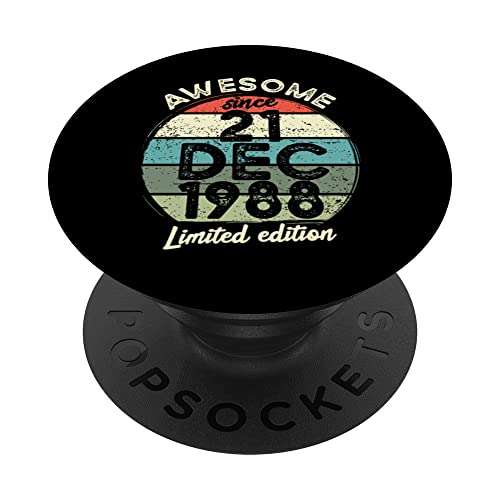 Camiseta de cumpleaños de 35 años, 21 de diciembre de 1988, 35 cumpleaños PopSockets PopGrip Intercambiable